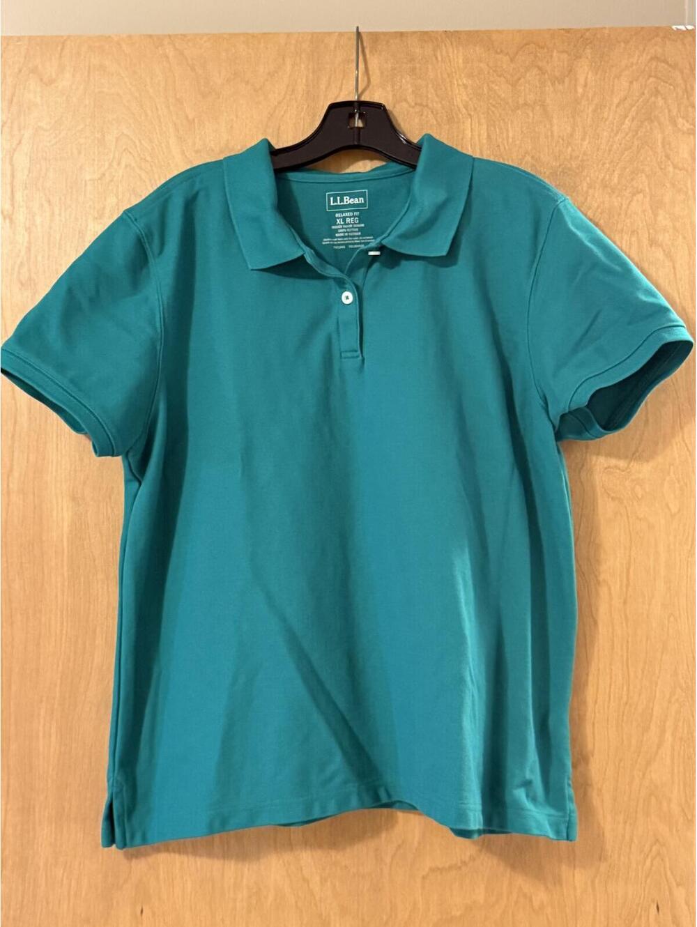LL Bean Green Polo Shirt Misses XL Slightly Fitted